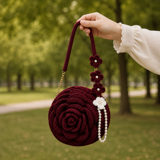 crochet rose bag