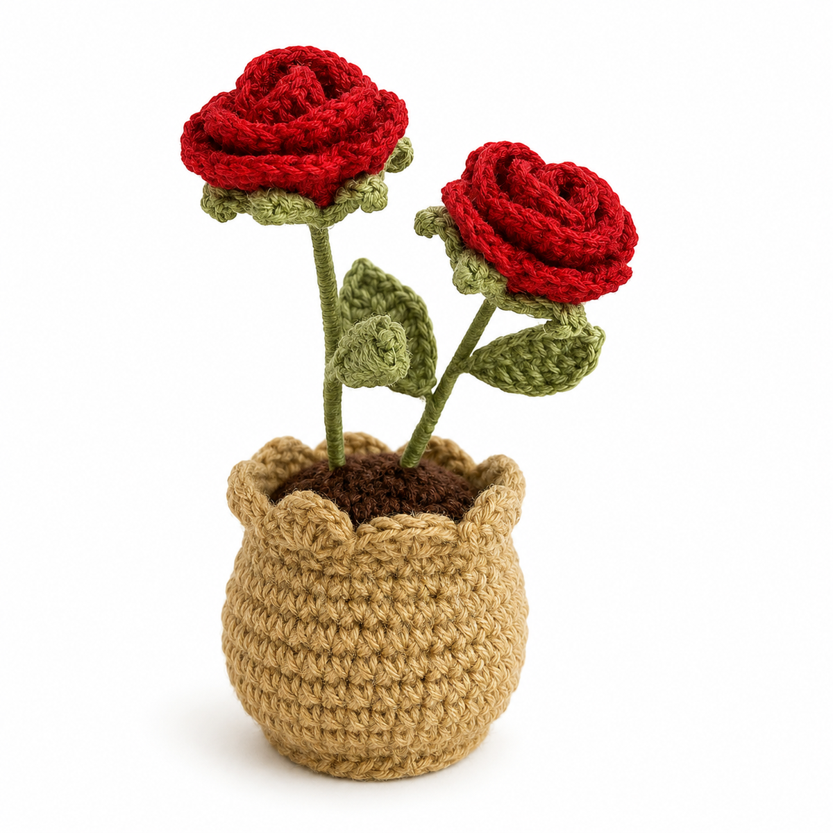 Red Rose Crochet Pot